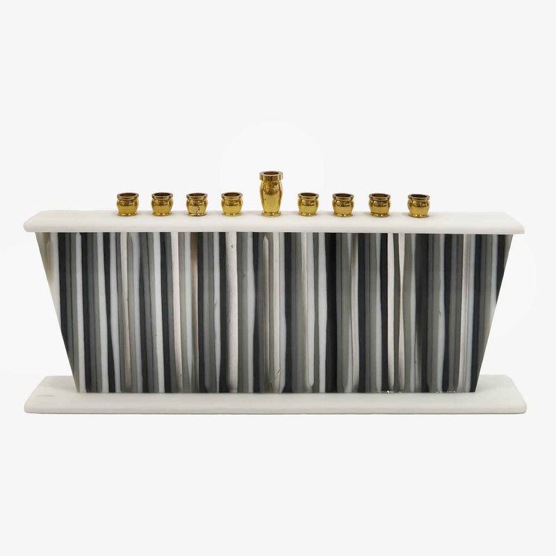 Grey Stripes Menorah - Petroff Gallery - Judaica