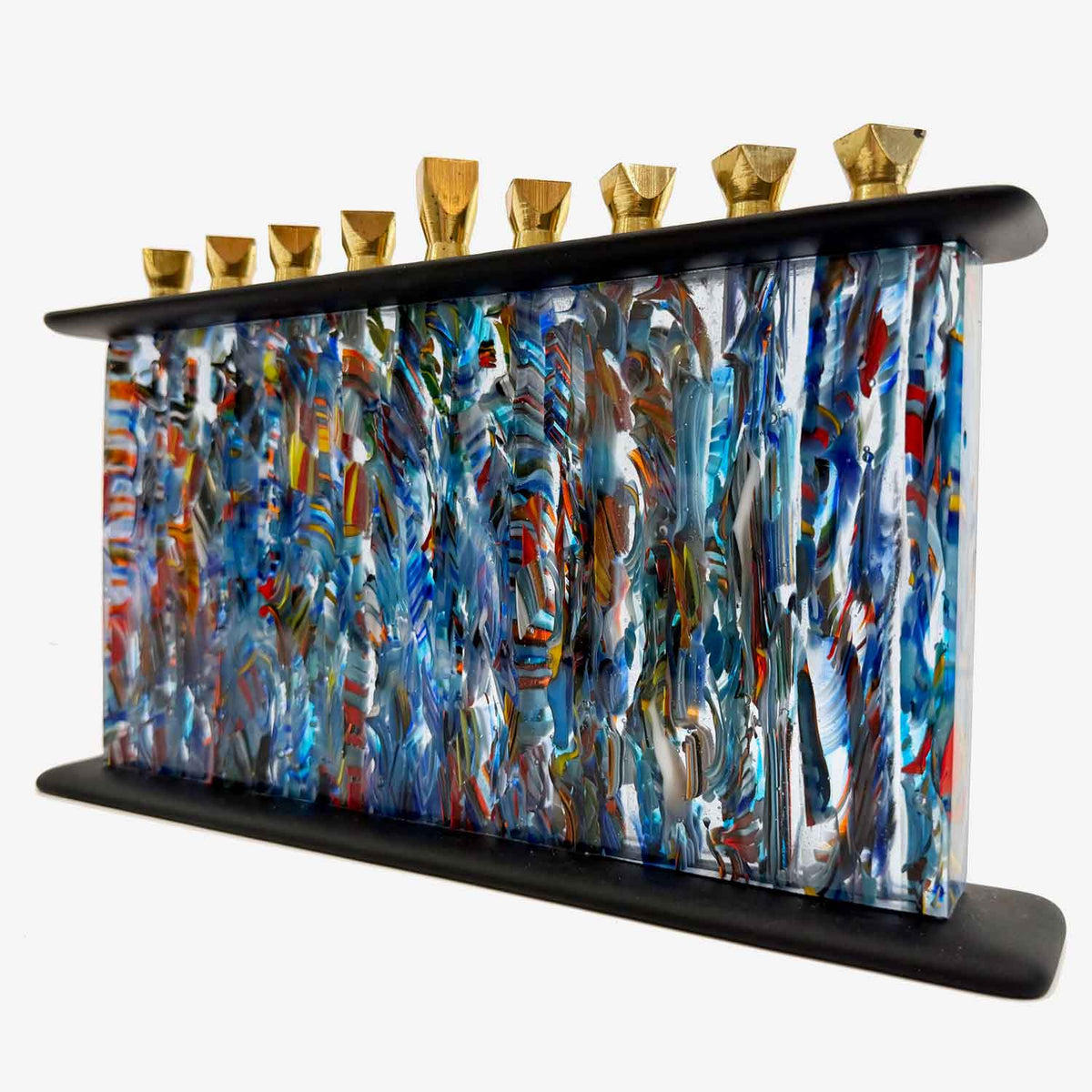 Fracture Menorah Side View - Petroff Gallery - Judaica