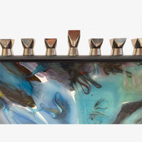 Marbled Menorah Detail View - Petroff Gallery - Judaica