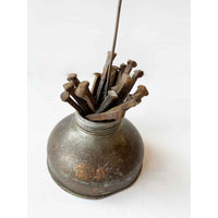 Clock with Nails 6645 - Petroff Gallery - Mixed Media Art