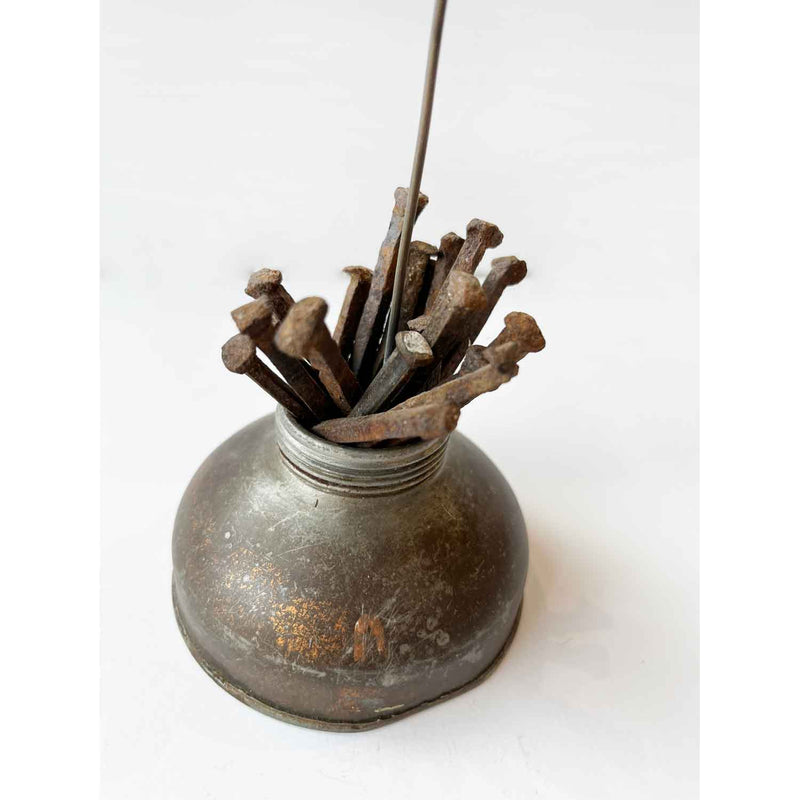 Clock with Nails 6645 - Petroff Gallery - Mixed Media Art