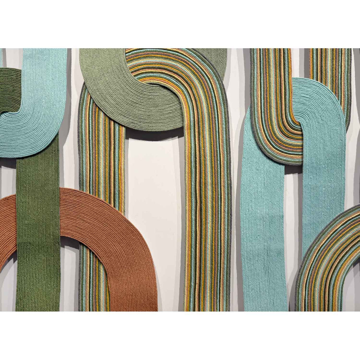 Loops Green and Multicolour 40" x 60" Detail View - Petroff Gallery - Mixed Media Art