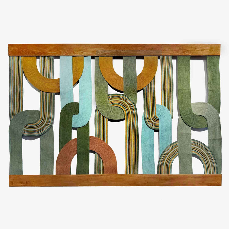 Loops Green and Multicolour 40" x 60" - Petroff Gallery - Mixed Media Art