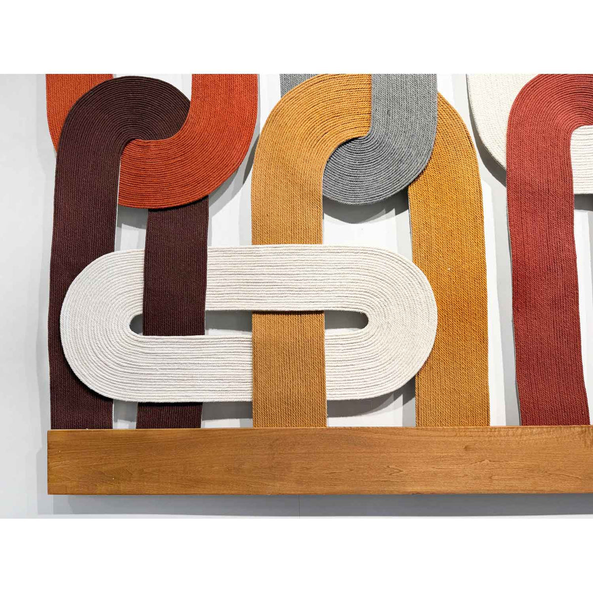 Loops Terra Cotta and Burnt Orange 39" x 48" Detail View - Petroff Gallery - Mixed Media Art