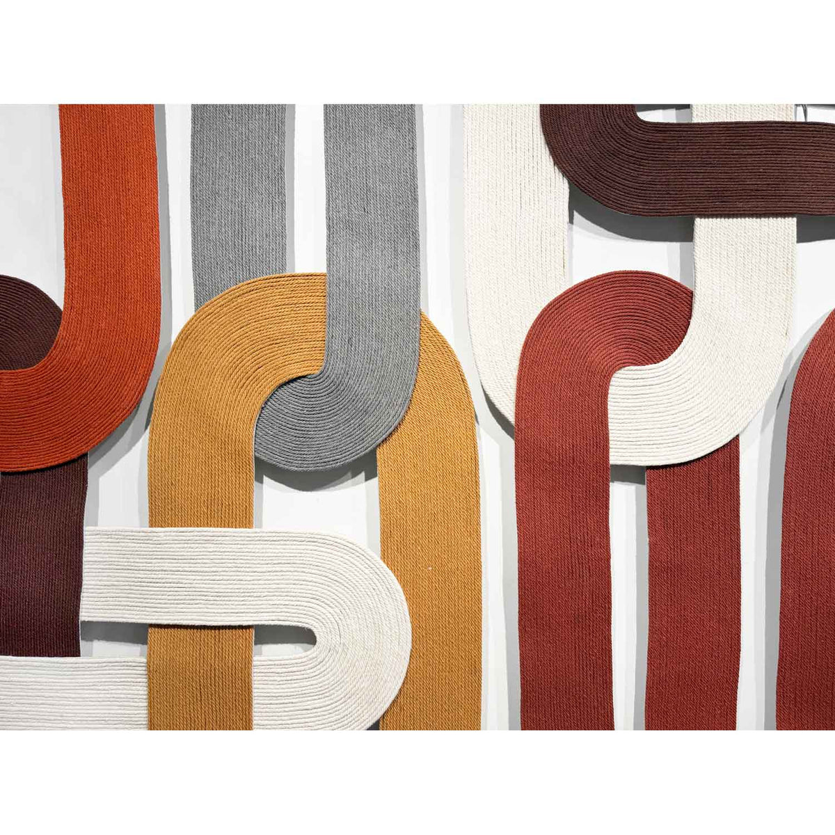 Loops Terra Cotta and Burnt Orange 39" x 48" Detail View - Petroff Gallery - Mixed Media Art