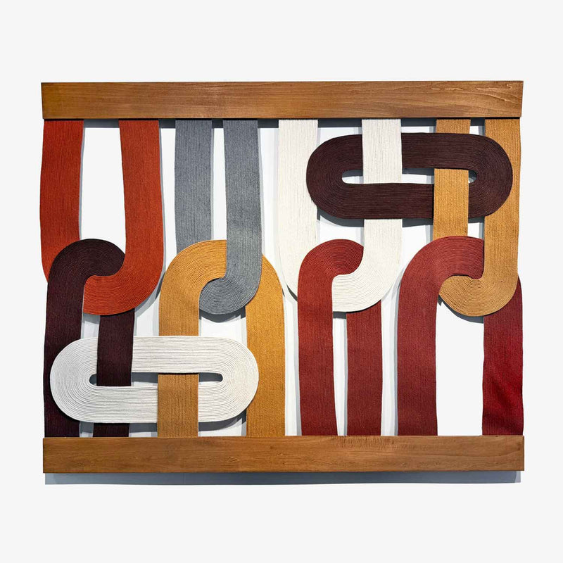 Loops Terra Cotta and Burnt Orange 39" x 48" - Petroff Gallery - Mixed Media Art