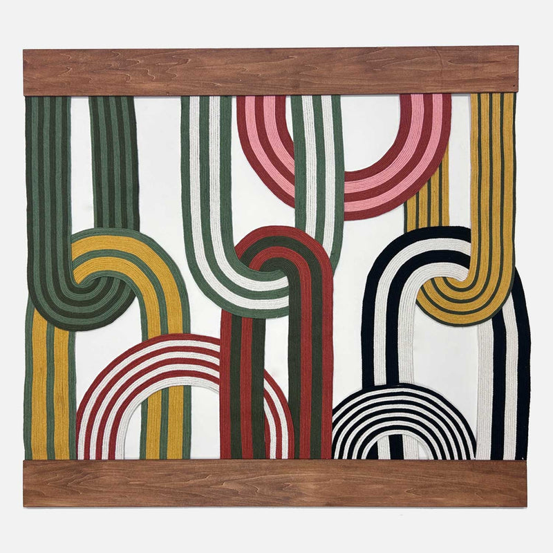 Loops Cabana Stripe 35" x 38" - Petroff Gallery - Mixed Media Art