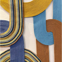 Loops Blues and Multi Stripes 35.5" x 24" Detail View - Petroff Gallery - Mixed Media Art