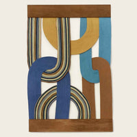 Loops Blues and Multi Stripes 35.5" x 24" - Petroff Gallery - Mixed Media Art