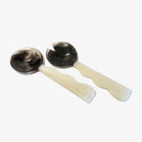Large Black & White Salad Servers - Petroff Gallery 