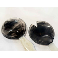 Large Black & White Salad Servers Detail 2 - Petroff Gallery 