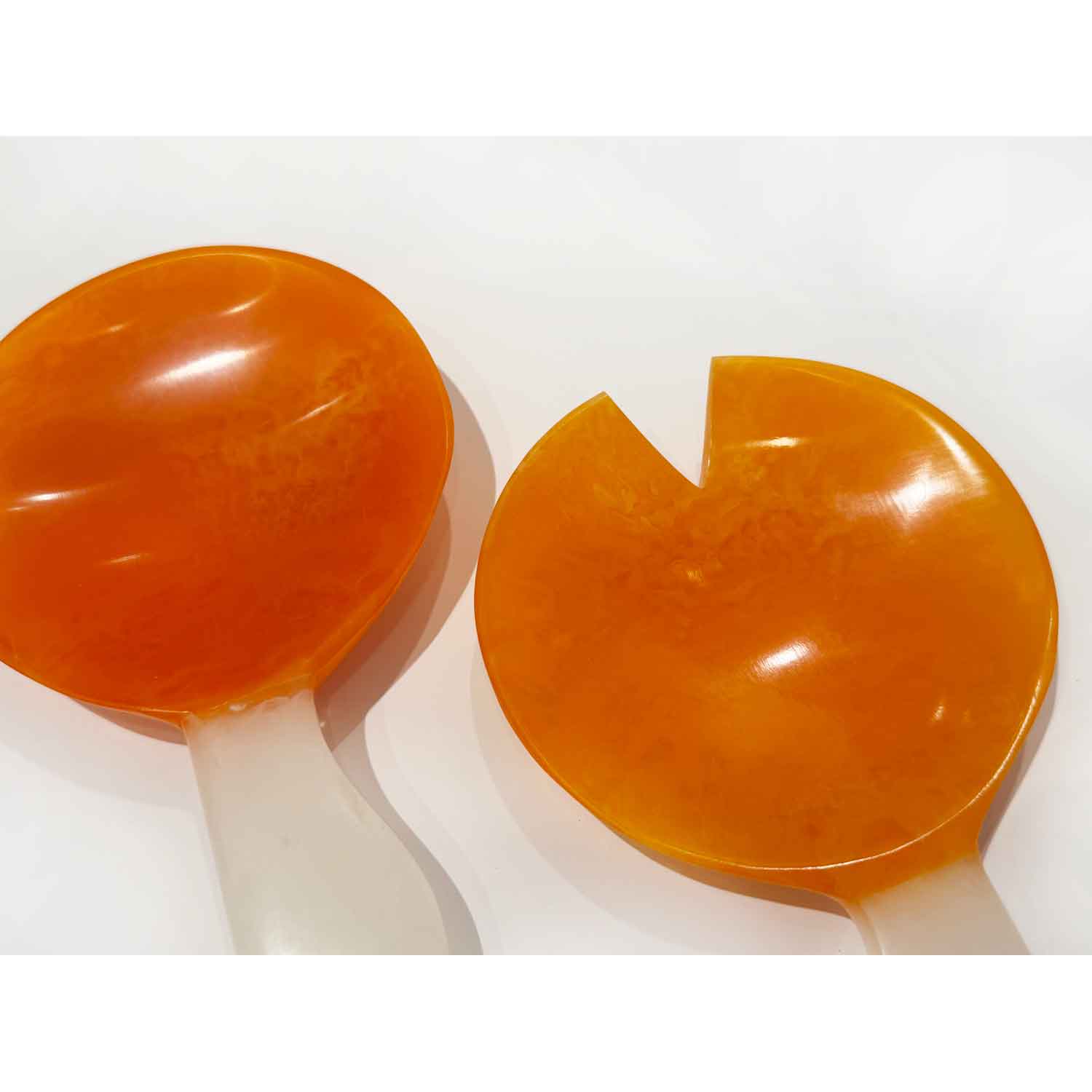 Large Orange Salad Servers Detail - Petroff Gallery 
