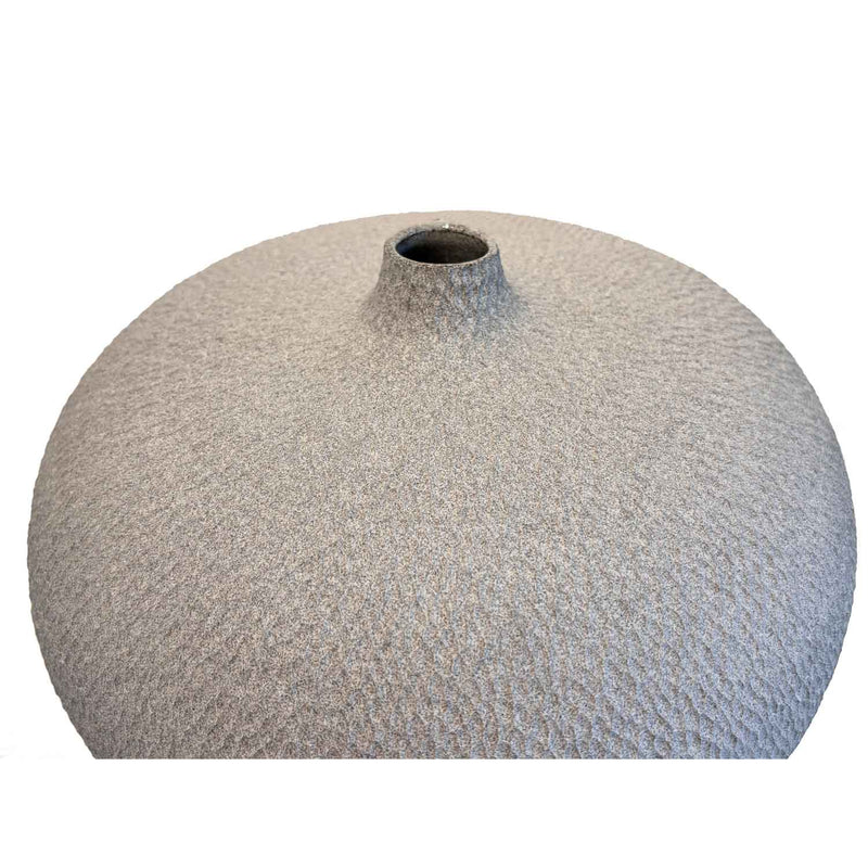 Large Round Grey Carved Vessel - Petroff Gallery - Ceramic Art