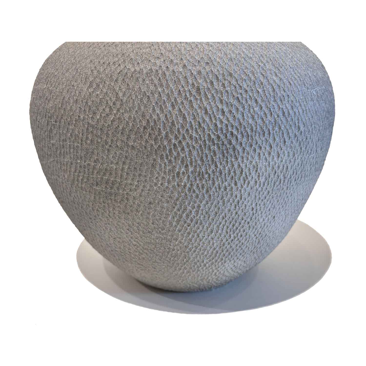 Large Round Grey Carved Vessel - Petroff Gallery - Ceramic Art