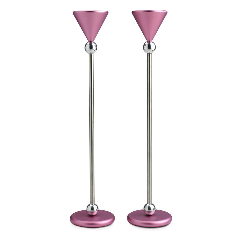 Large Candlesticks Pink - Petroff Gallery - Judaica 