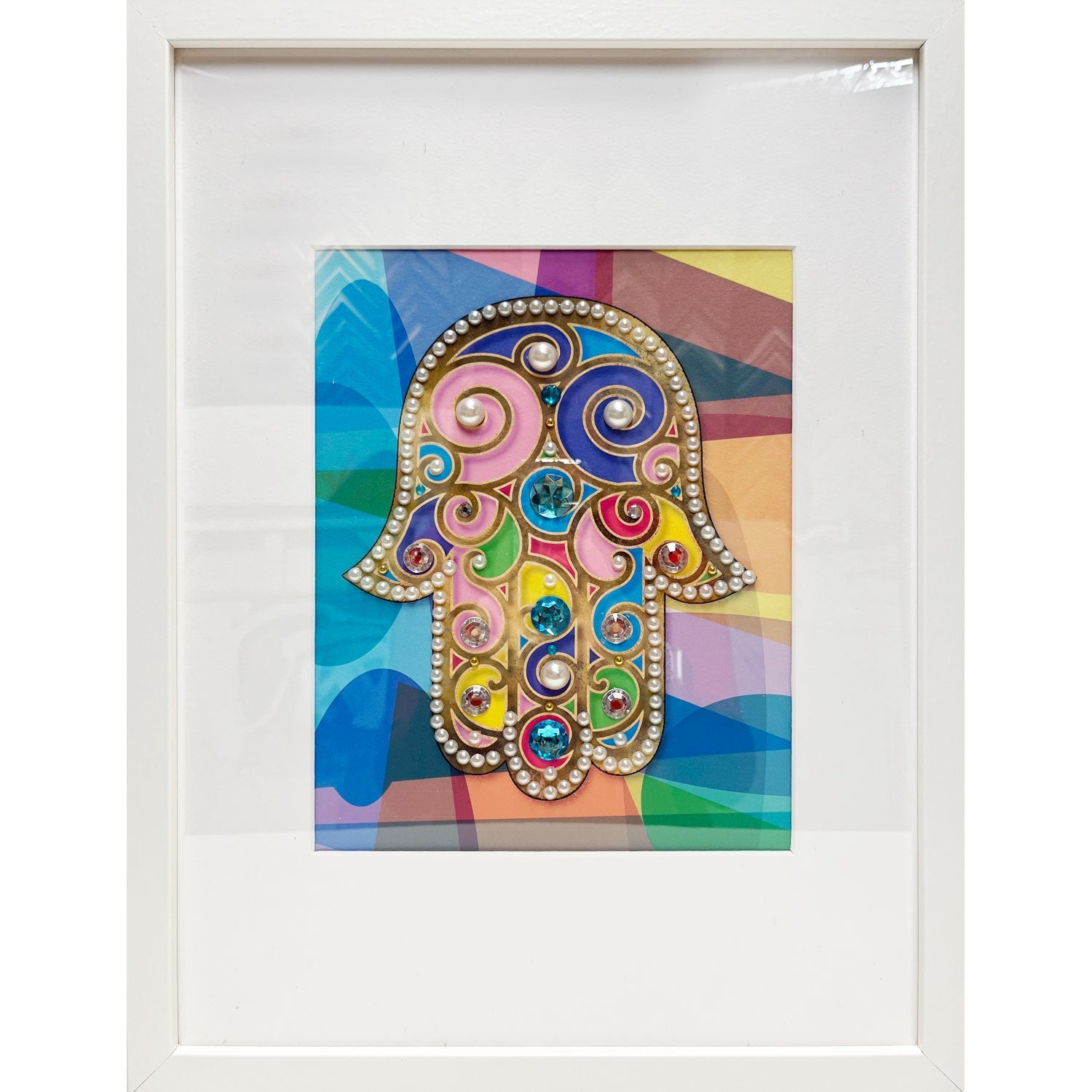 Large Multicolour Chamsa - Petroff Gallery -  - Rhonda Brewes - Large Multicolour Hamsa, 17" x 13"