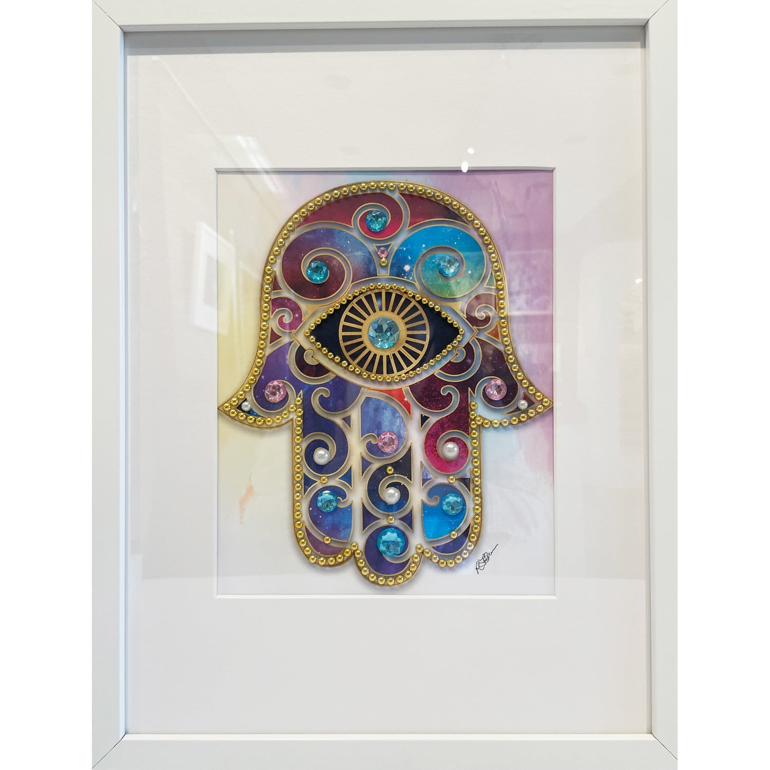 Large Purple Chamsa - Petroff Gallery -  - Rhonda Brewes - Large Purple Chamsa, 17" x 13"