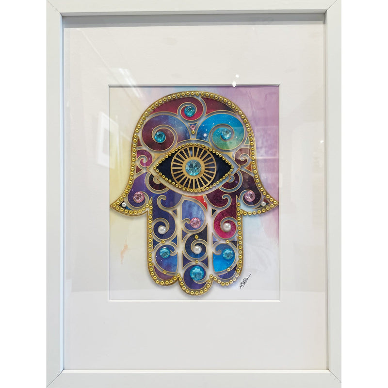 Large Purple Chamsa - Petroff Gallery -  - Rhonda Brewes - Large Purple Chamsa, 17" x 13"