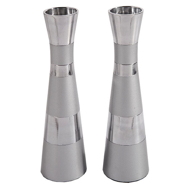 Large Silver Rings Candleholders - Petroff Gallery - Judaica