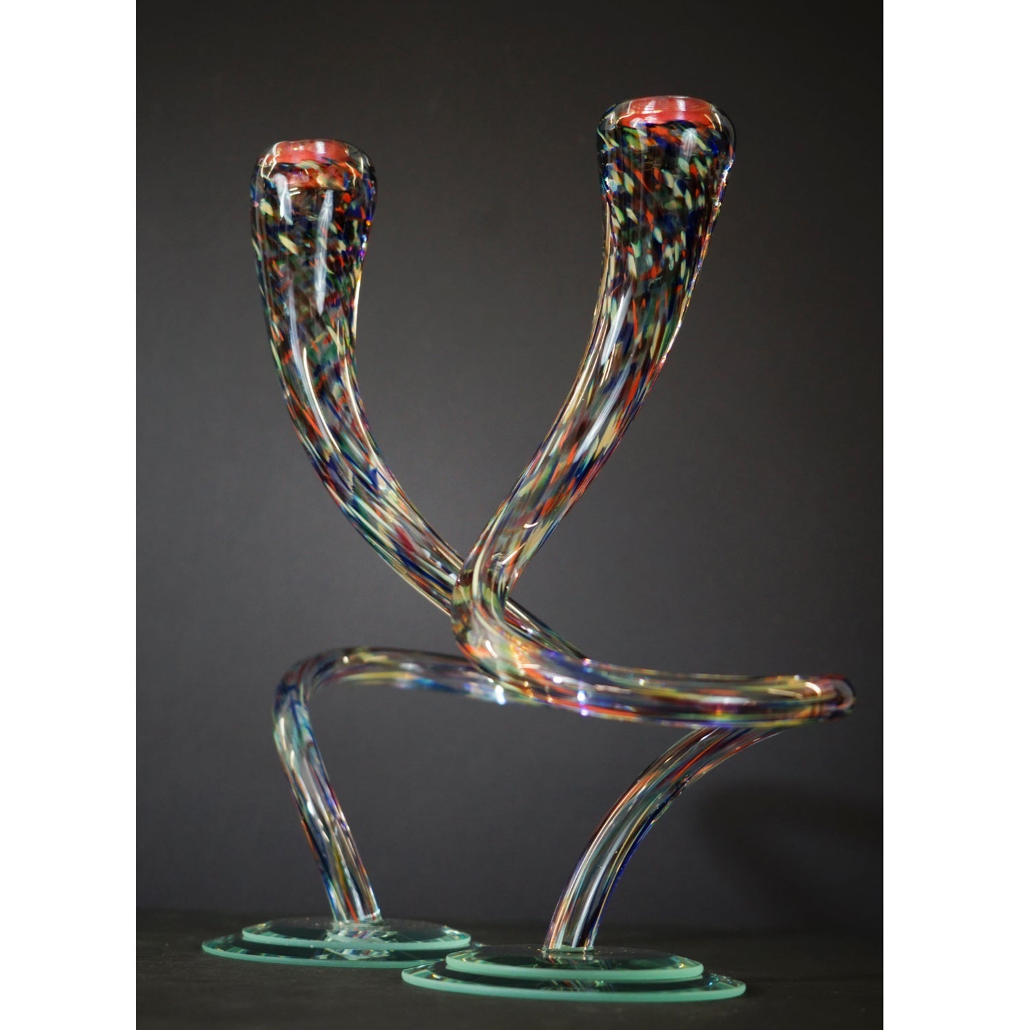 Lg Confetti / Clear Candlesticks - Petroff Gallery