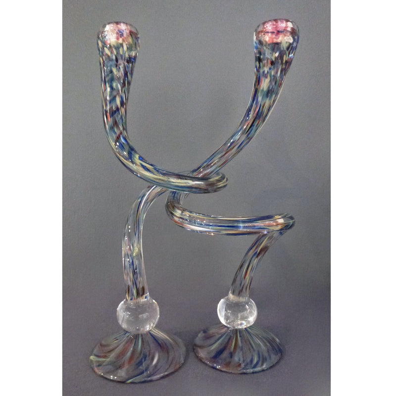 Lg Footed Confetti / Clear Candlesticks - Petroff Gallery