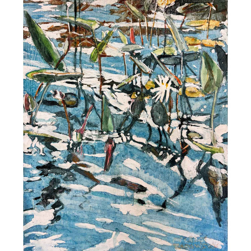 Lily with Pickerel Weed 12" x 10" - Petroff Gallery - Painting