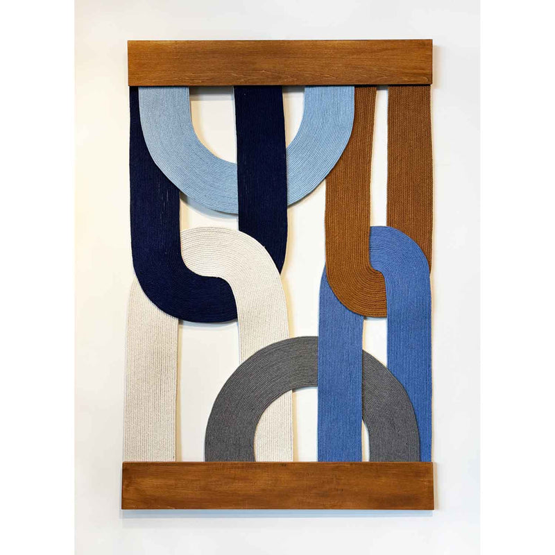 Loops Blues 38" x 24" - Petroff Gallery - Mixed Media Art