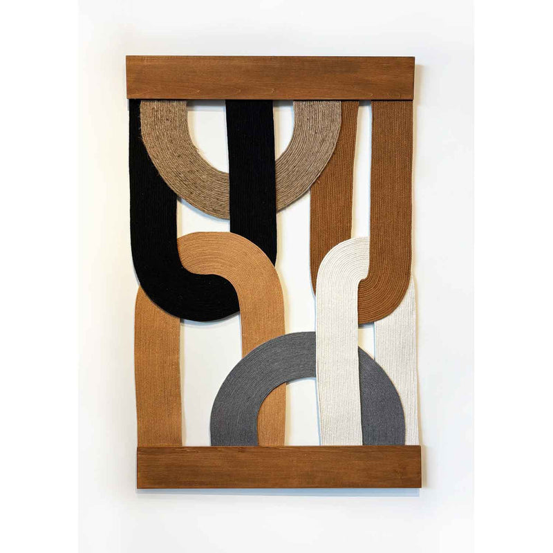 Loops Neutrals 38" x 24" - Petroff Gallery - Mixed Media Art