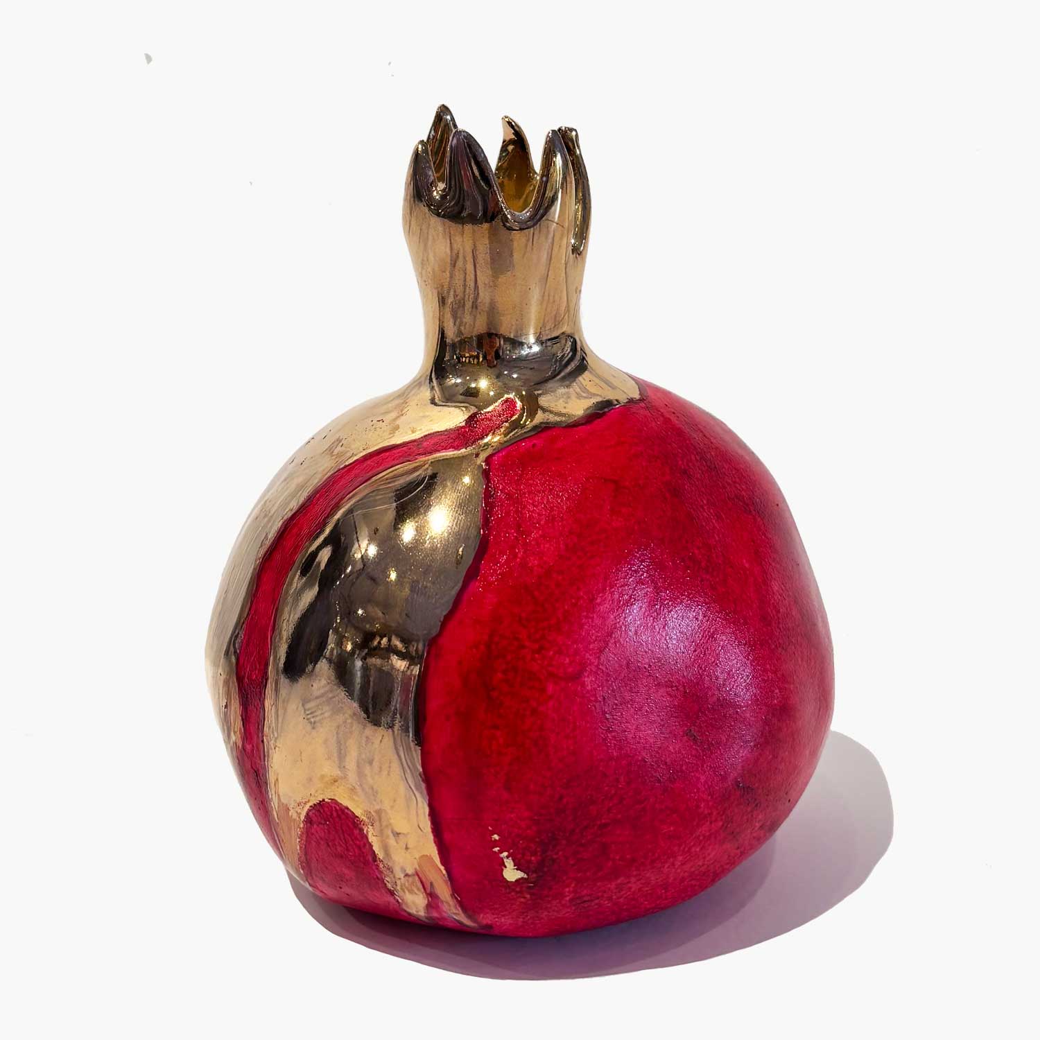 Gold and Red Pomegranate 1 - Petroff Gallery - Ceramic Art