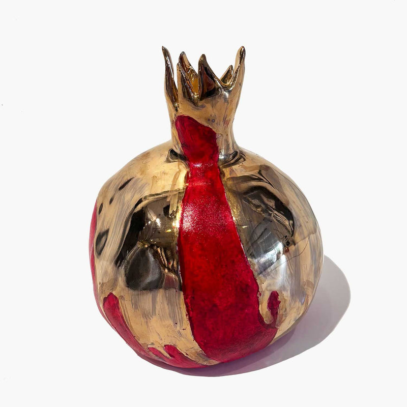 Gold and Red Pomegranate 2 - Petroff Gallery - Ceramic Art