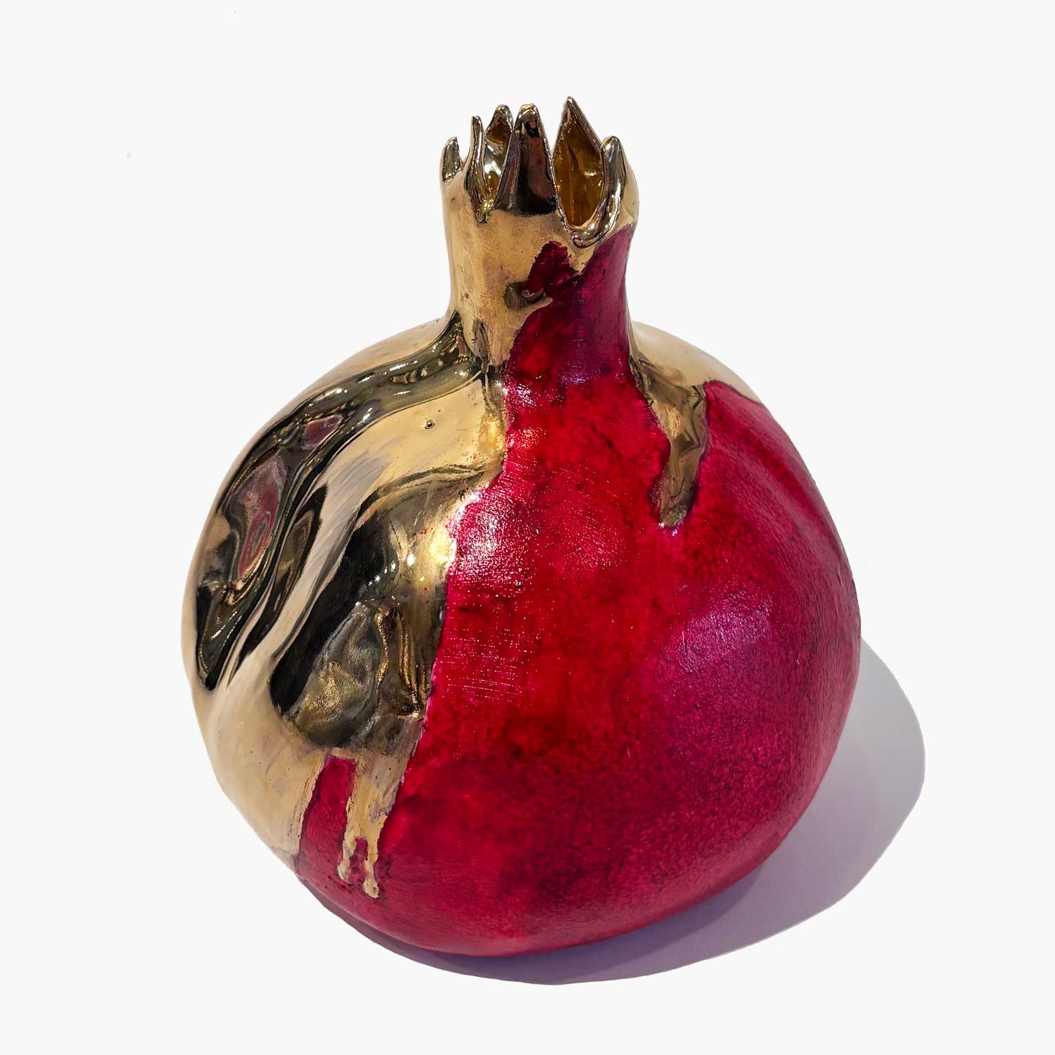 Gold and Red Pomegranate 3 - Petroff Gallery - Ceramic Art