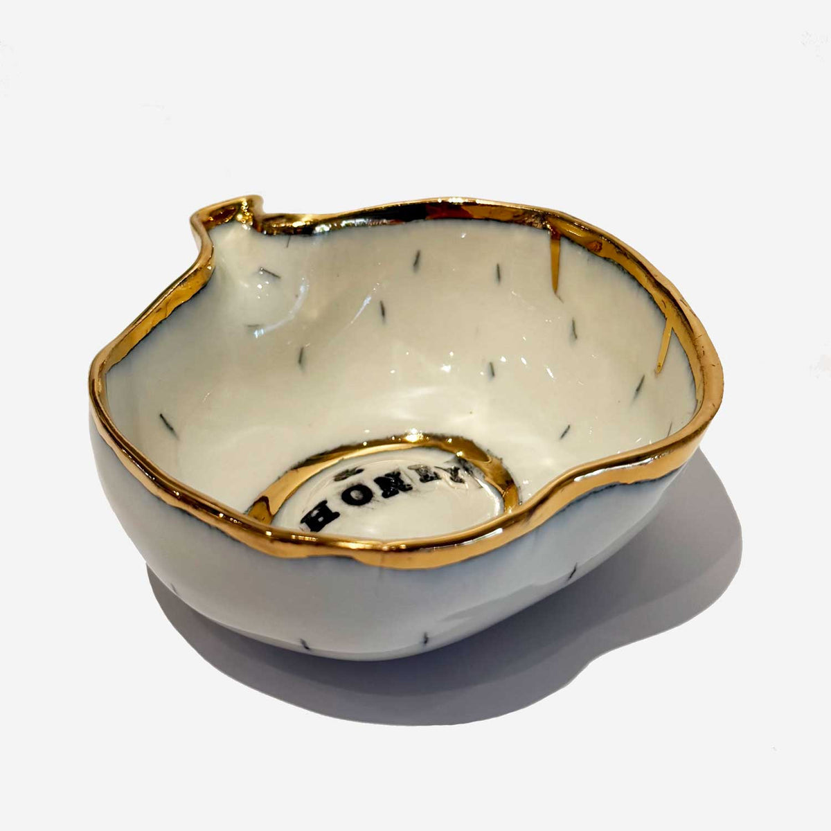 Apple Bowl & honey side view - Petroff Gallery - Ceramic Art