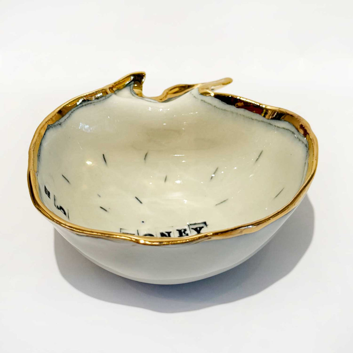 Organic Apple Bowl Honey side view - Petroff Gallery - Ceramic Art