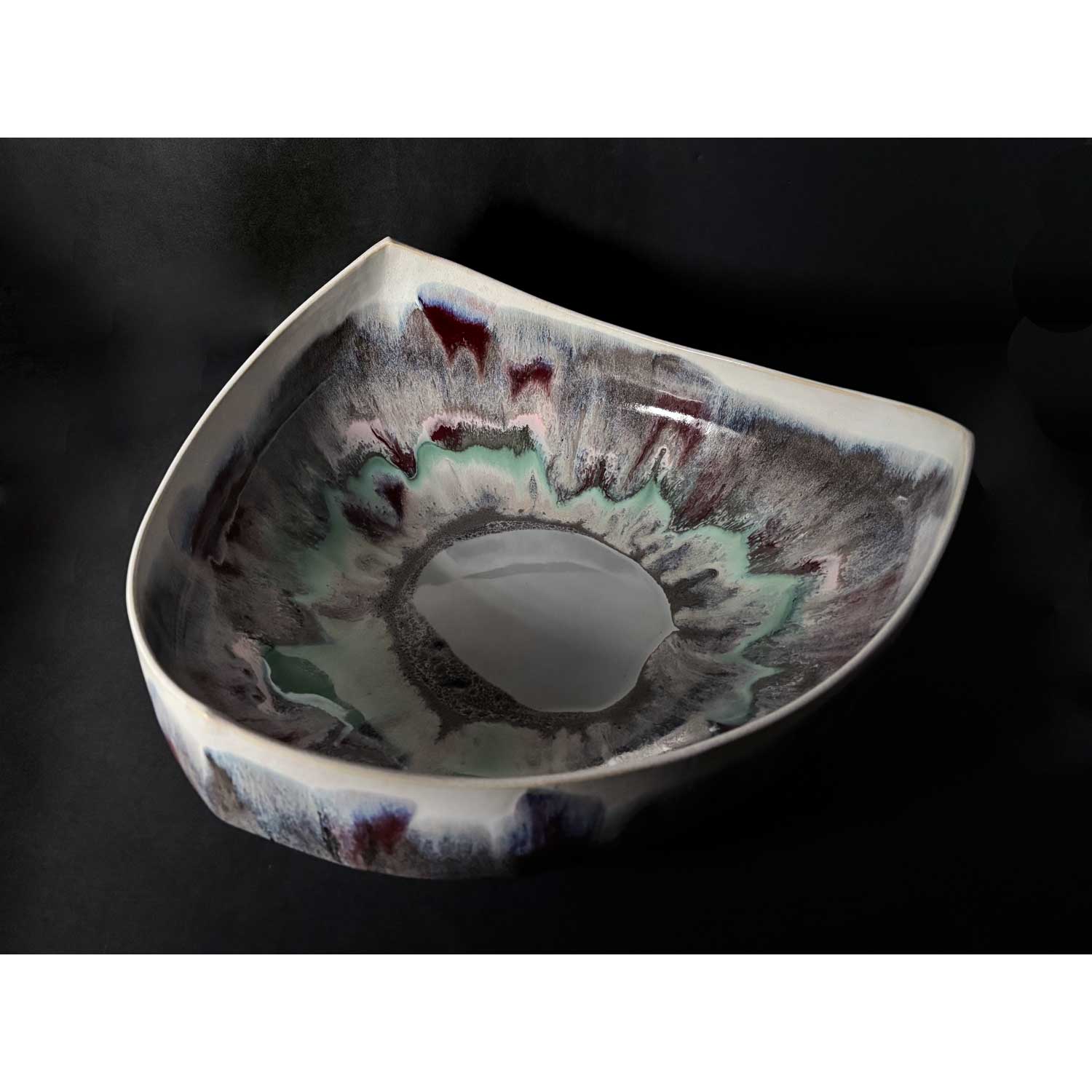 Large Triangle Landscape Bowl -  Petroff Gallery - Ceramics 