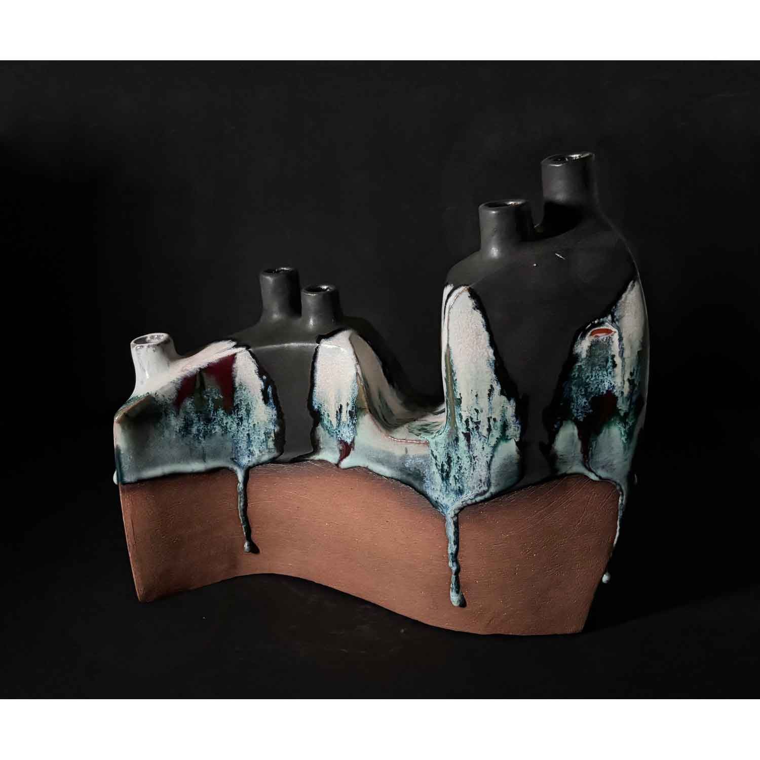 Black Top Landscape Vessel - PEtroff Gallery - Ceramics 