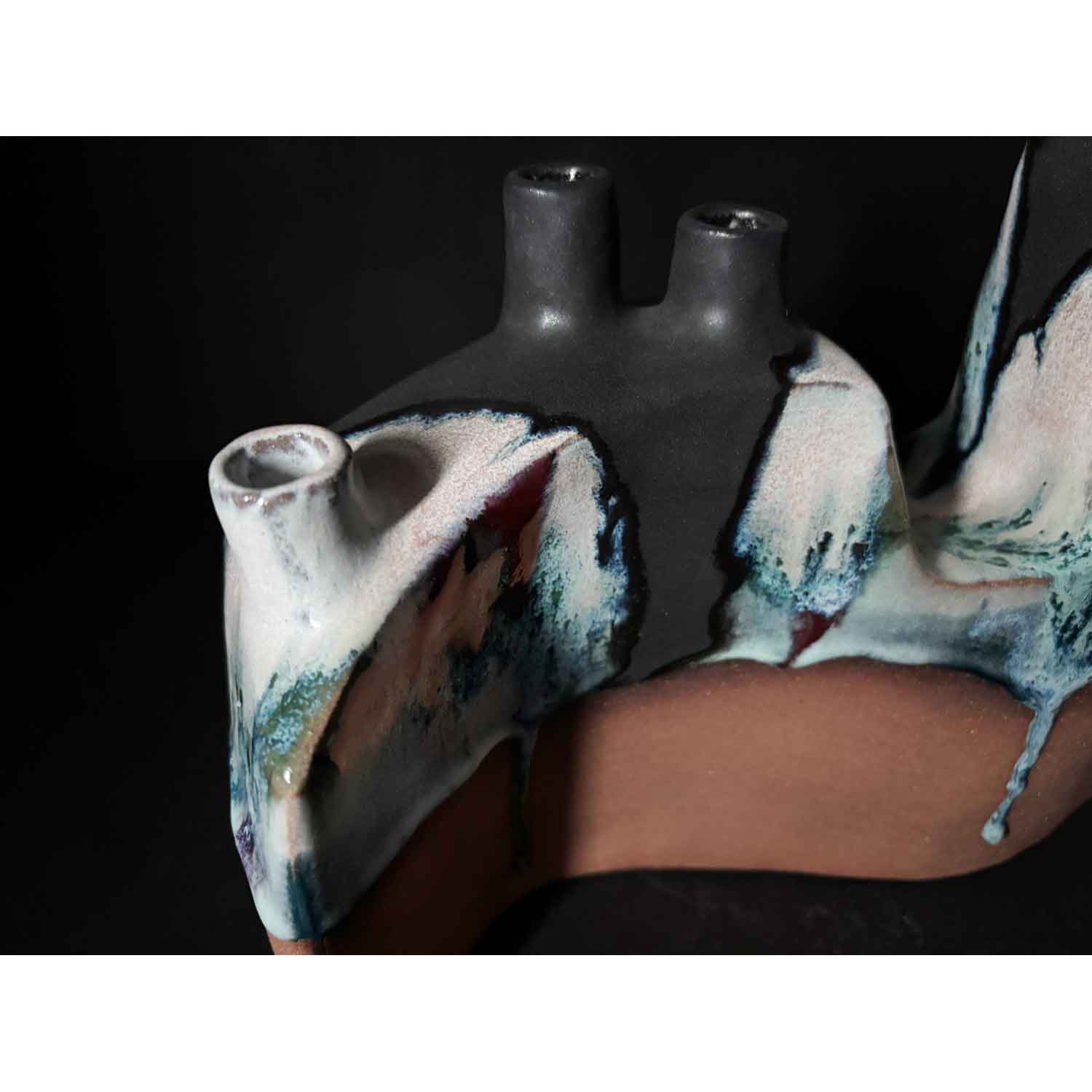 Black Top Landscape Vessel - PEtroff Gallery - Ceramics 