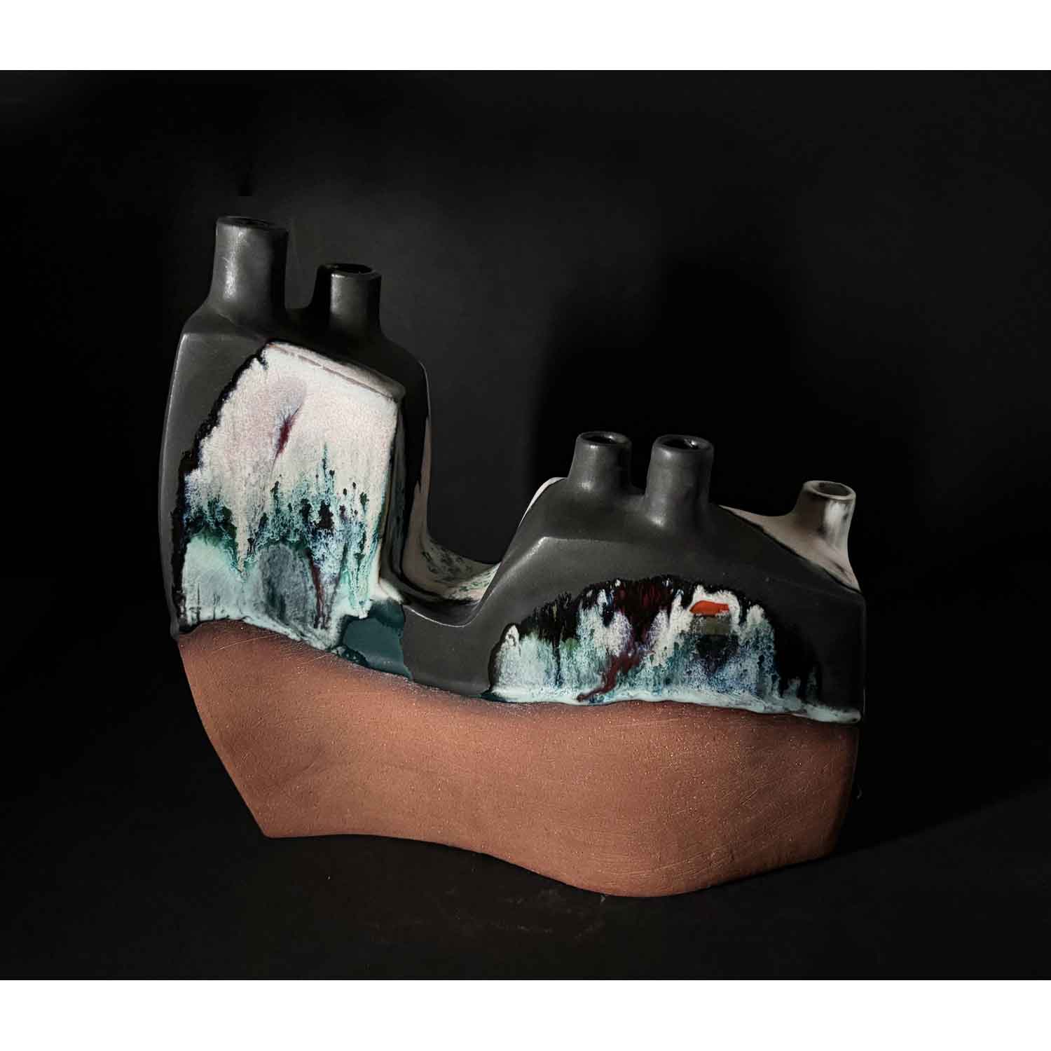 Black Top Landscape Vessel - PEtroff Gallery - Ceramics 