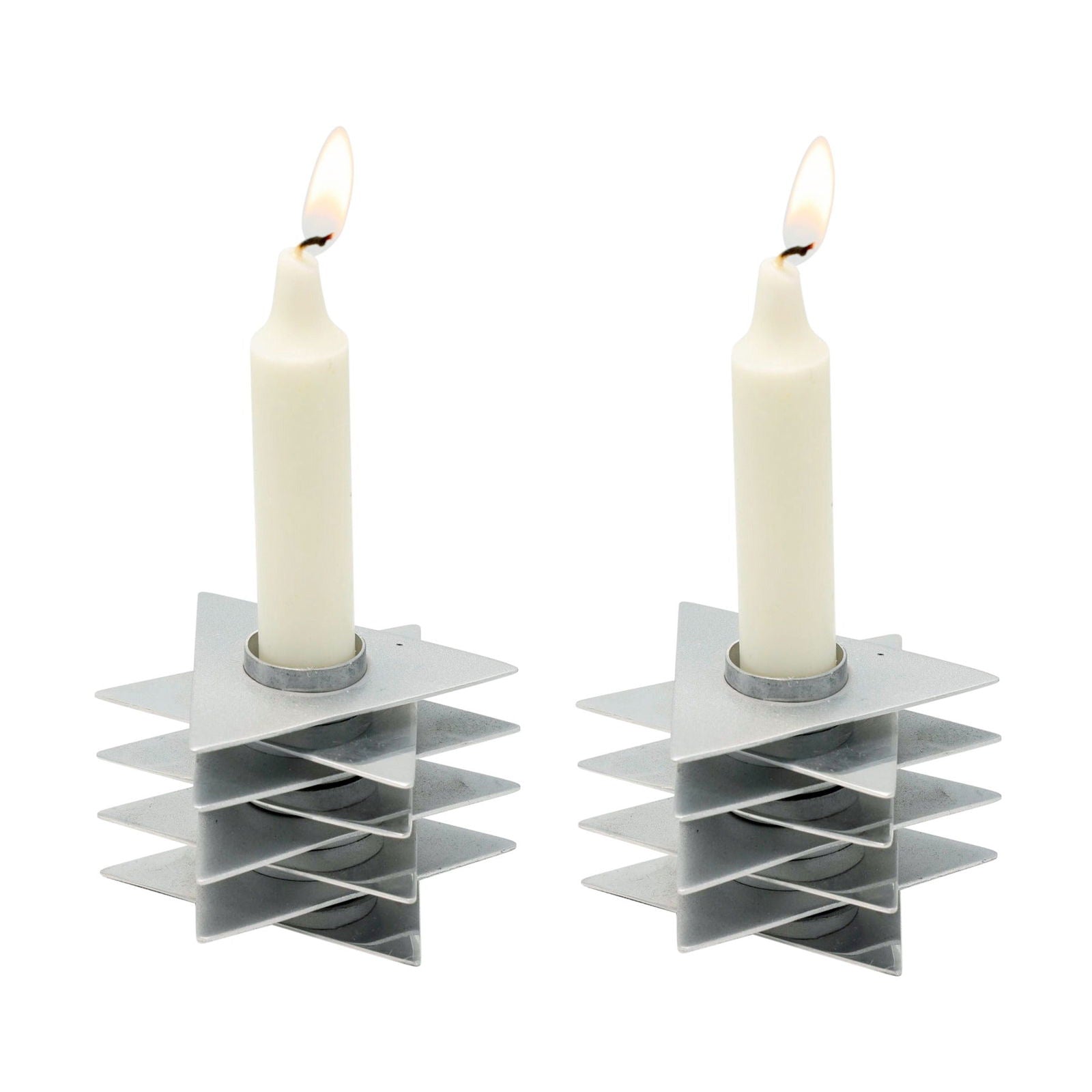 Silver Magen David Silver Candleholders - Petroff Gallery - Judaica