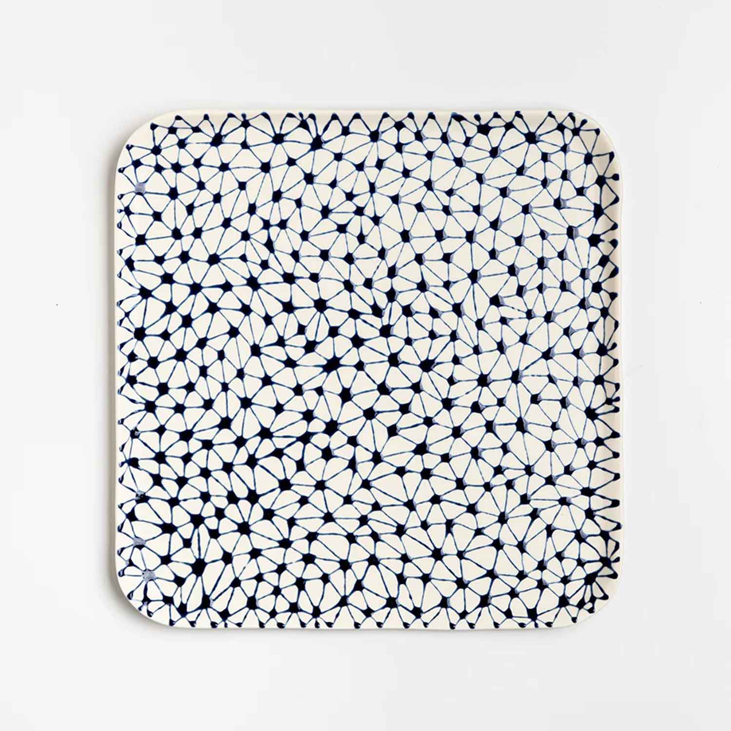 Matzah Plate Blue Triangles - Petroff Gallery - Judaica