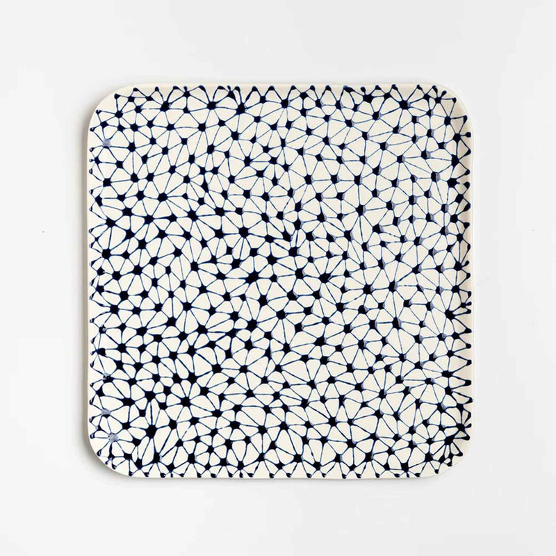 Matzah Plate Blue Triangles - Petroff Gallery - Judaica