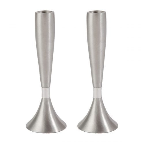 Medium Aluminum Candlesticks - Petroff Gallery - Judaica