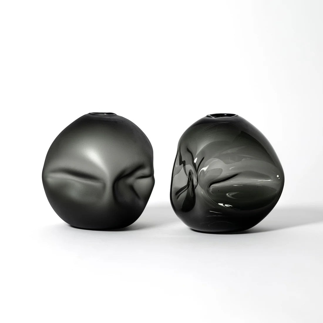 Medium Smoke Grey Pebble Vase - Petroff Gallery - Glass Art