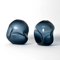 Medium Steel Blue Pebble Vase - Petroff Gallery - Glass Art
