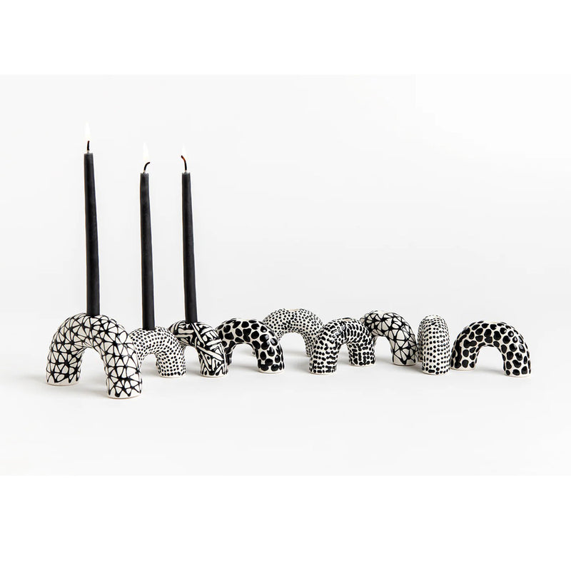 Arch Menorah Black and White - Petroff Gallery - Judaica