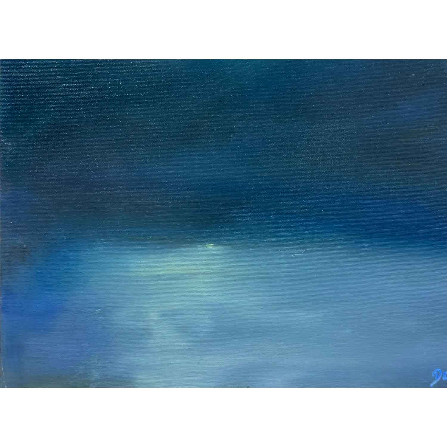 Midnight Moon 16" x 16" - Petroff Gallery - Painting - Close up 1