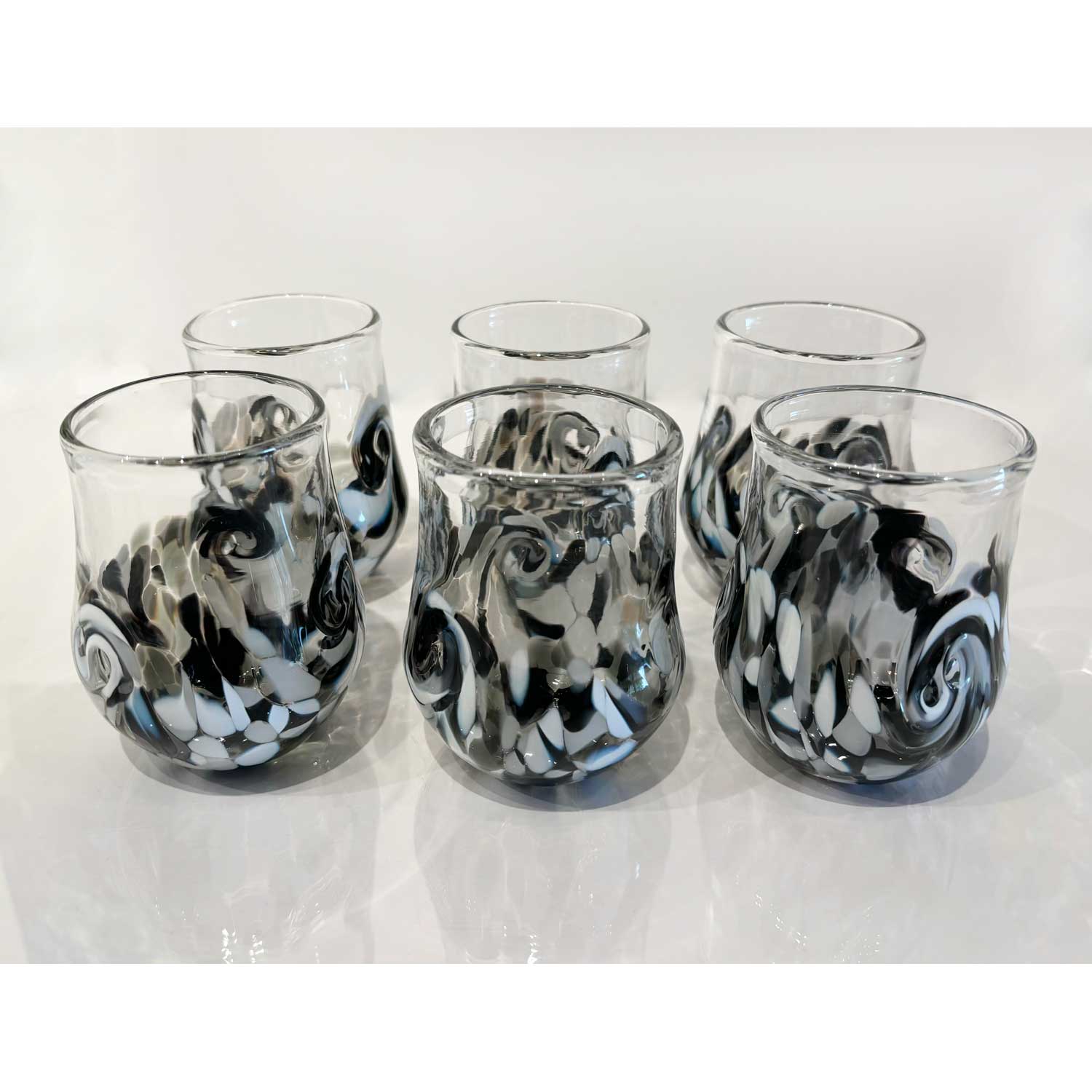 Mini Twisty Cup Black & White Set - Petroff Gallery - Glass Art