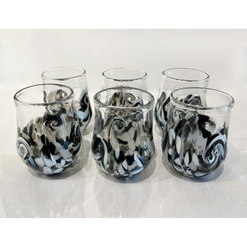 Mini Twisty Cup Black & White Set - Petroff Gallery - Glass Art