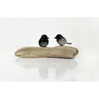Bird Branch with 2 Grey Birds - Petroff Gallery - Glass Art