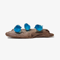 Bird Branch with 3 Copper Blue Birds - Petroff Gallery - Glass Art