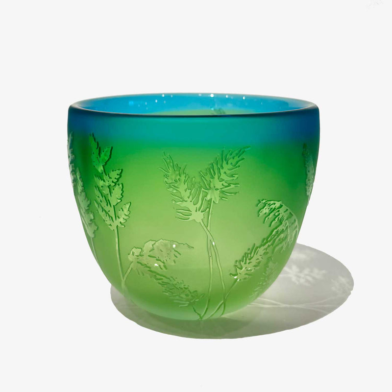 Small Bowl Light Green and Copper - Petroff Gallery - Glass Art